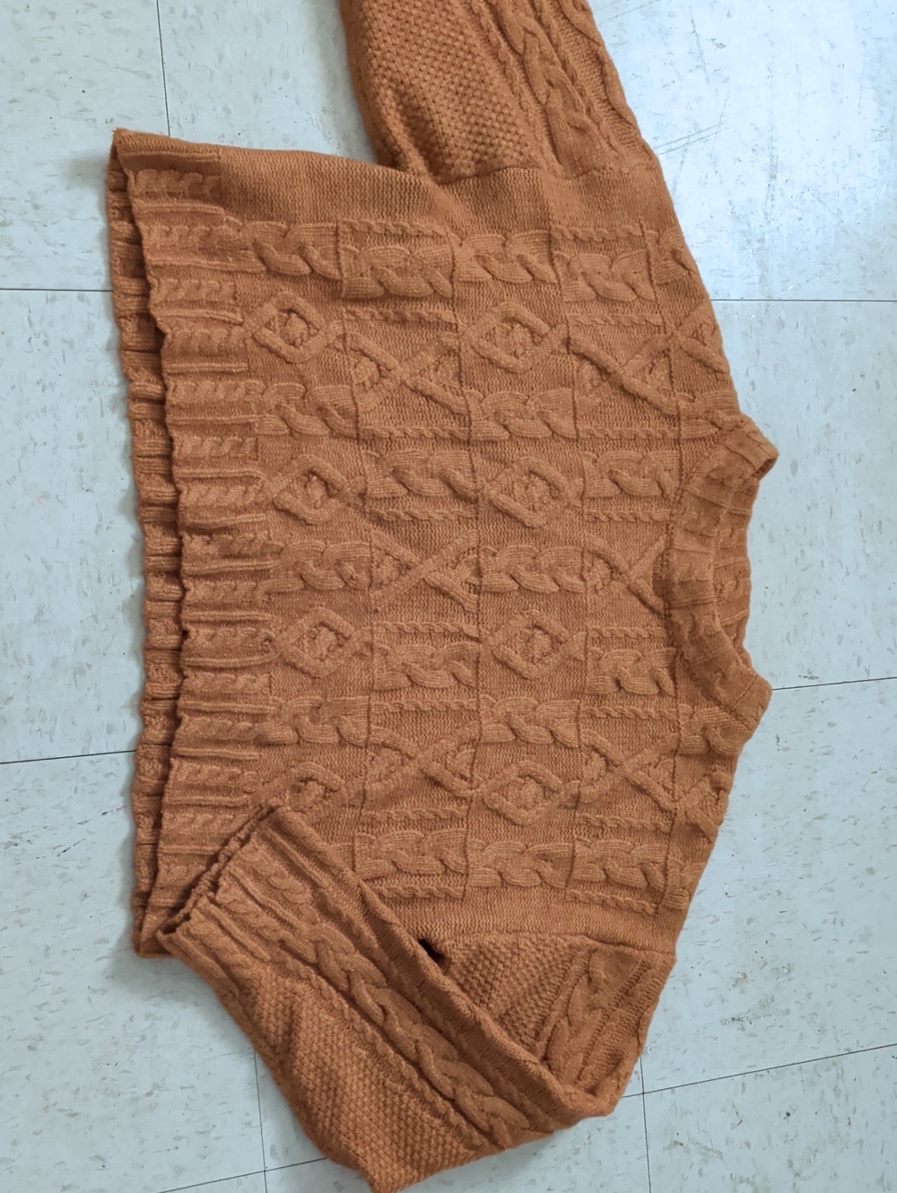 Chunky Cropped Cable Knit Sweater - Rust